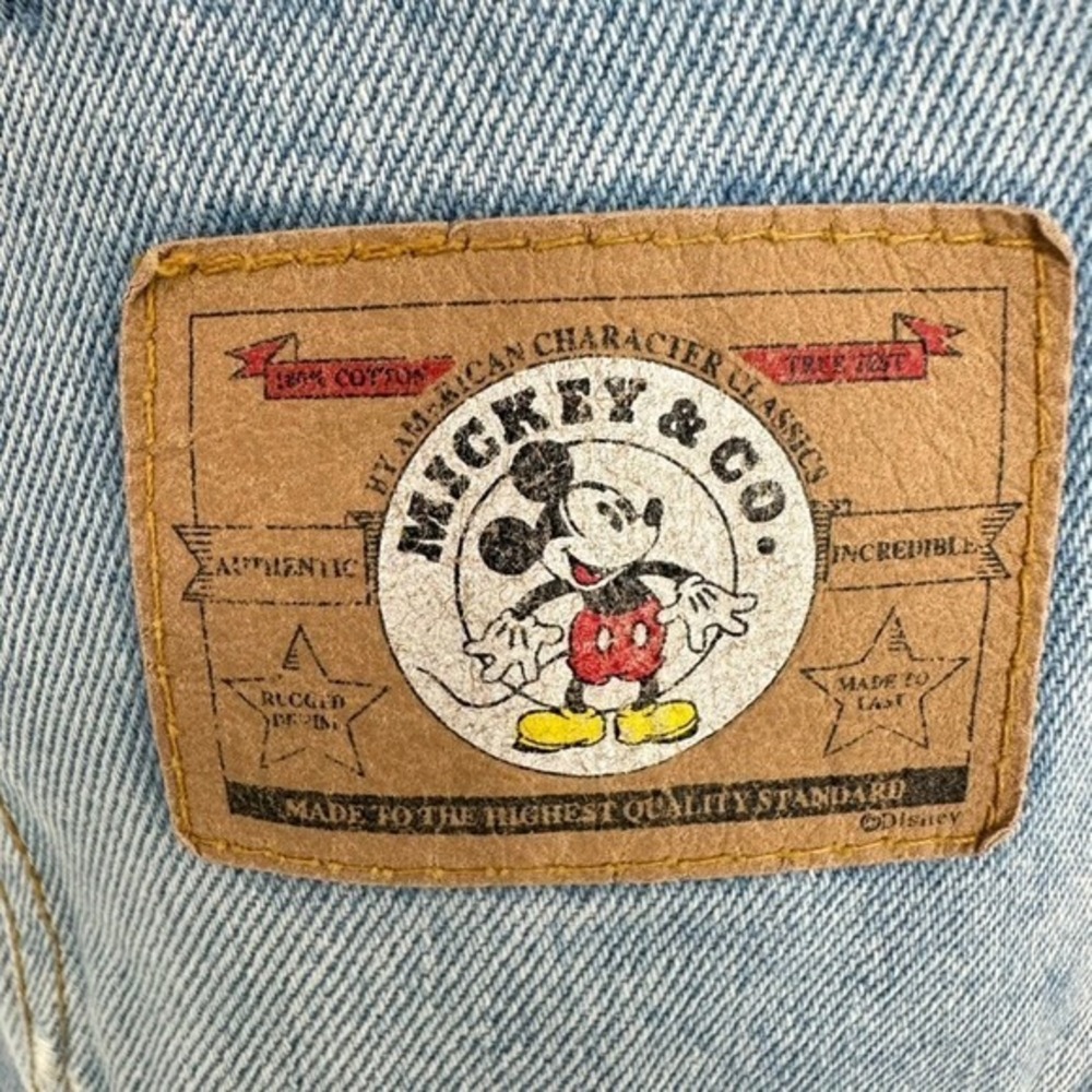 Vintage 90s Mickey & Co Denim Jean Overalls Kids Embroidered Patches Disney - Picture 9 of 13